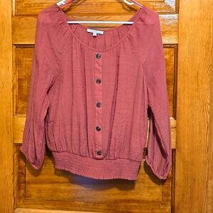 Crescent And Willough Long Sleeve Gauzey Dusty Pink Top